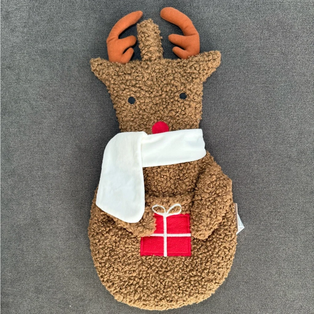 Crate & Barrel Sherpa Reindeer Kids Christmas Stocking